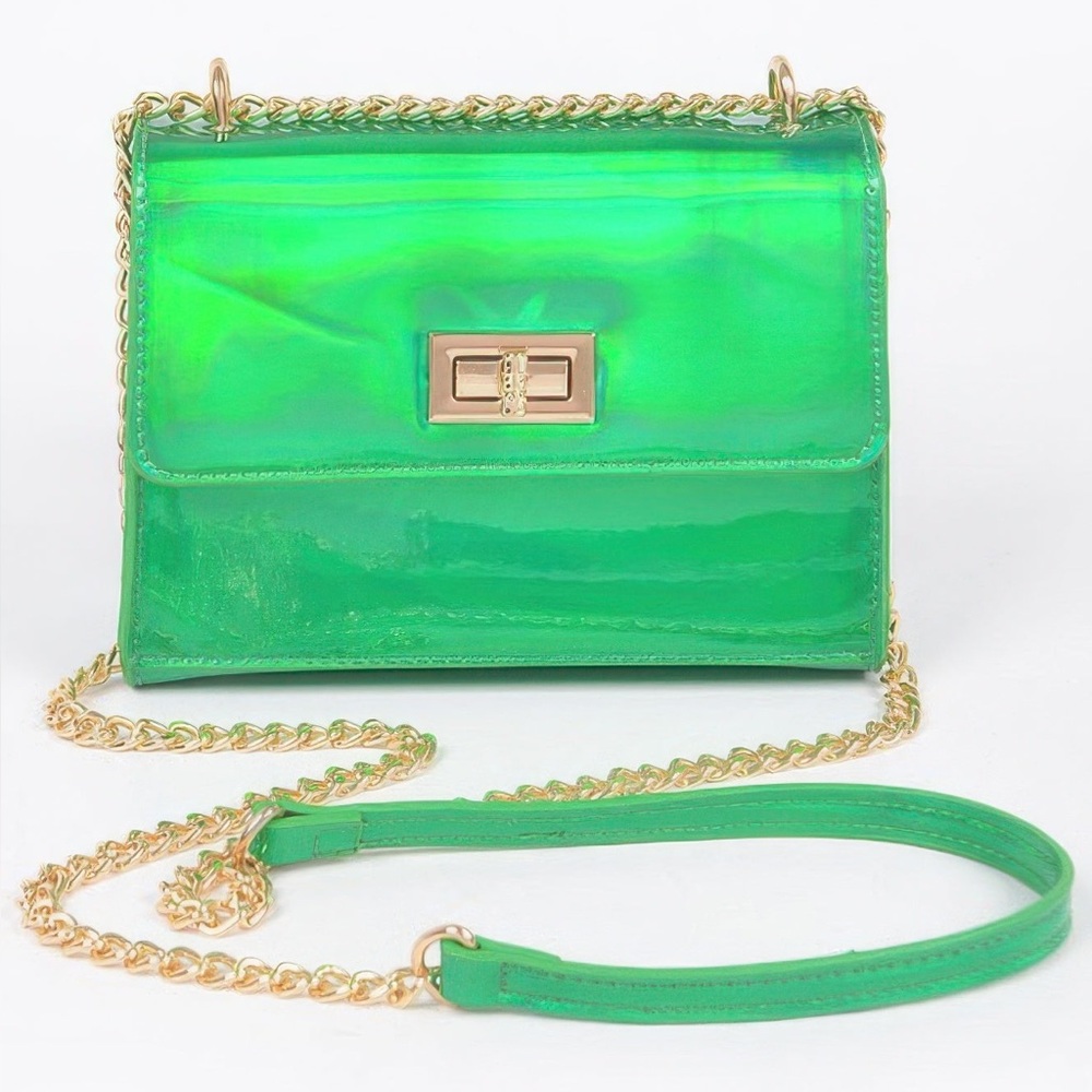 Mirror Metallic Flap Crossbody Bag